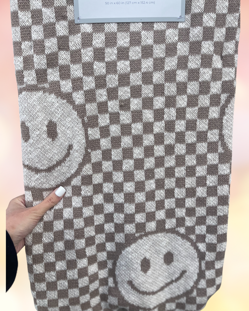 Eternal Happiness Knit Smiley Blanket